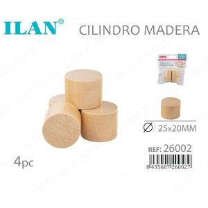 Cilindro in Legno Ilan 25x20mm, Set da 4 Pezzi, Blocchi di Legno per Artigianato - Product Image 3