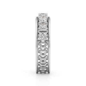Anillo de Eternidad con Diamantes Corte Princesa Platino, Engaste en Canal, Diseño Geométrico Clásico, Anillo de Boda para Mujer - Product Image 2