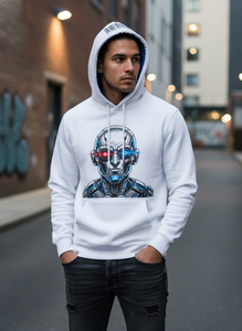 Sudadera con Capucha Blanca para Hombre, Corte Regular, Algodón, Diseño con Logotipo Frontal y Bolsillo, Informal, Transpirable, Estampado Puff, Ropa de Invierno - Product Image 6