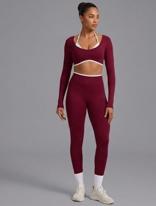 Leggings Deportivos 2026, Conjuntos de Compresión sin Costuras, Transpirables, Sólidos, Pantalones de Yoga, Conjuntos Personalizados para Mujer, Spandex/Nailon, Gimnasio - Product Image 1