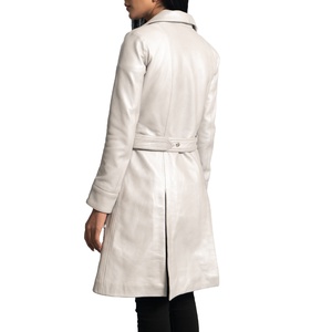 Gabardina Larga de Cuero Genuino para Mujer al por Mayor, Transpirable, Ecológica, con Cuello de Piel de Zorro, Color Personalizado - Product Image 3