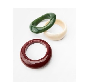 Classic Resin Bangles Set in Green <b>Red</b> and Cream Color for Unisex Daily Wear Fashion Jewelry Accessories - Product Image 1