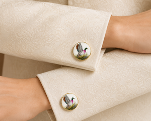 Handpainted Mallard Duck Cufflinks Vintage Nature Bird Design Gold Plated Cufflinks for Men Formal Wear - Product Image 3