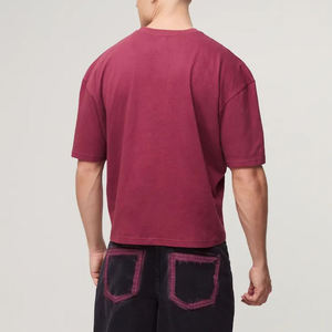 Camisetas de Algodón 100% para Hombre, Nueva Colección 2026, Logotipo Impreso DTF Personalizado, Corte Holgado, Color Granate Sólido, Transpirables - Product Image 2