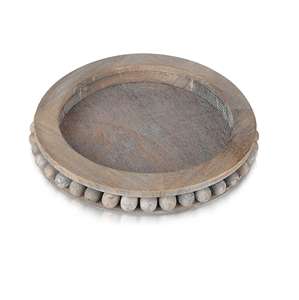 Round Wooden Beaded Kitchen Tray Bohemian Decorative Serving Perfect for kitchen dining table coffee or gifting - Product Image 1