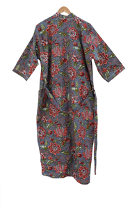Bata Kimono con Estampado de Dibujos Animados para Mujer, 100% Algodón Tejido, Suave y Transpirable, Camisón de Verano Hecho a Mano, Cuello en V, Cintura Elástica, Largo Completo - Product Image 4