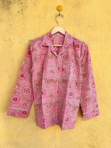 Conjunto de Pijama de Algodón Tejido Floral Premium para Mujer, Manga Tres Cuartos, Cintura Elástica, Ropa de Dormir Clásica, Largo Completo, para Primavera - Product Image 3