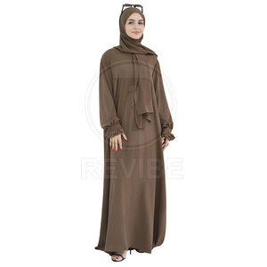 Abaya élégante et respirante en coton/polyester pour femme, idéale pour un style de vie modeste - Longueur au sol, manches longues, toutes saisons - Product Image 4