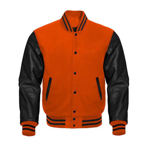 Men's Black <b>Red</b> <b>Wool</b> Varsity Jacket Casual College Style Horn Button Stand Collar Front Customizable Colors & Logo - Product Image 2