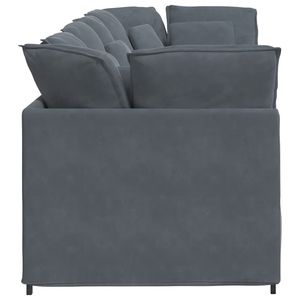 โซฟาห้องนั่งเล่นขนาดใหญ่แบบโมดูลาร์สีเทาเข้มกำมะหยี่ - Product Image 6