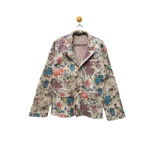 Blazer matelassé en coton vintage fait main, patchwork indien, unisexe, vêtement d'extérieur écologique, réversible, style bohème chic, design unique à rayures - Product Image 1