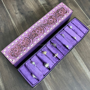 Boîte de rangement pour boucles d'oreilles, présentoir pour bijoux de luxe, portable, usiné à la main, présentoir pour bagues, vitrine - Product Image 5