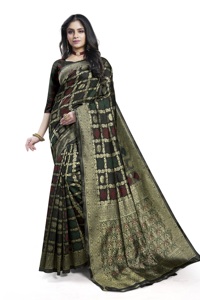Sari Banarasi de diseño indio con bordados y pedrería, ideal para ocasiones étnicas y fiestas, disponible al mejor precio. - Product Image 5
