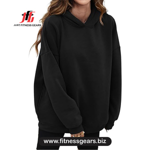 Sudadera con Capucha Extra Grande para Mujer, Color Sólido, Manga Larga, Tejido de Algodón Transpirable, Ropa de Otoño - Product Image 1