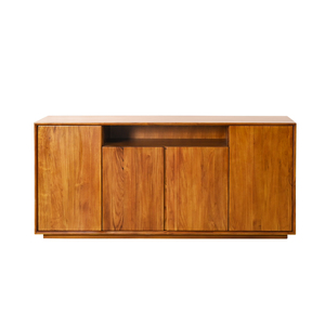 Meuble de rangement latéral moderne en teck indonésien nordique à 4 portes, durable, en bois massif, pour le salon - Product Image 2