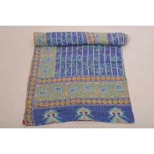 Vintage Cotton Gudri <b>Quilt</b> Hand Stitched Kantha Bedspread Reversible Throw for Bedroom and Living Room - Product Image 5
