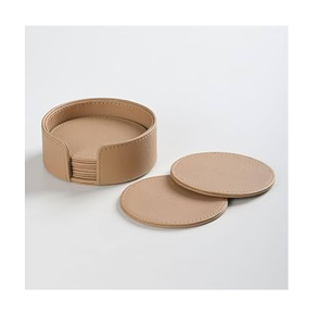 Leather coaster Mats and Coasters Restaurant Embossed PU Leather Cup Mat High Quality Promotion Gift - Product Image 4