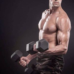 Mancuernas Hexagonales para Gimnasio en Casa, Recubiertas de Goma con Mango Metálico, 20 Libras en Pares o Individuales - Product Image 4