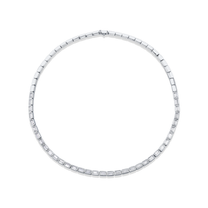 สร้อยคอเทนนิสประดับเพชรแบคเก็ตทรงกระบอกแบบฝังขอบแพลตตินั่มคุณภาพสูง ดีไซน์พรีเมียม รับผลิตแบบ OEM ขายส่งและขายปลีกจากผู้ผลิต - Product Image 1