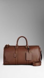 Sac de voyage en cuir unisexe, grande capacité, fermeture à glissière, style vintage, marron - Product Image 5