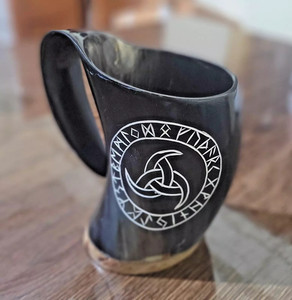 Magnifique tasse à eau en corne de buffle faite à la main, tasse en corne naturelle, vaisselle rustique pour la maison, le bar, la ferme, les fêtes et les mariages - Product Image 1