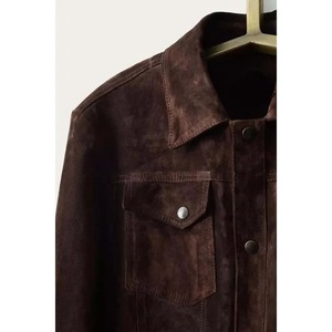 <b>Men</b>’s Brown <b>Suede</b> Leather Trucker <b>Jacket</b> – Custom Made - Product Image 3