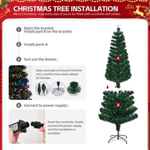 Albero di Natale Artificiale Pre-Illuminato in Fibra Ottica da 2,13 m con 280 Punte di Rami e Stella in Cima, Luci Decorative Natalizie - Product Image 4