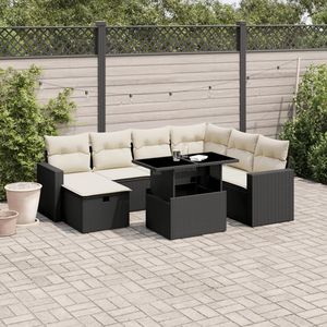 Conjunto de Sofá de Jardín con Reposabrazos Ajustables Grandes en Ratán Sintético Negro - Product Image 1