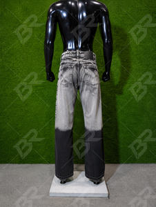 Jean en denim délavé coupe droite taille haute pour homme, style vintage, décontracté, en coton mi-lourd, coupe régulière, idéal pour l'automne - Product Image 3
