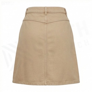 Women's <b>Khaki</b> Pencil Skirt Knee-Length Solid Color Cotton Bamboo Fiber Casual Style With Pocket Regular Waistline - Product Image 2