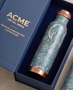 Artisanal Bohemian Printed Copper Water <b>Bottle</b> Eco Friendly Leakproof <b>Flask</b> for Daily Hydration Home Office Gym Yoga and Travel - Product Image 6