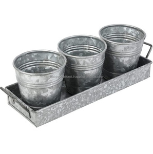 Vintage Wrought Iron Flower Bucket Zinc Flower Pots Metal Planter Pot <b>for</b> Home Garden Use - Product Image 1