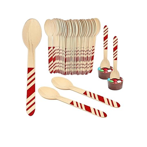 Cuchara de madera impresa con logotipo personalizado, elegante, para fiestas, vajilla, postres, helados, en oferta. - Product Image 2