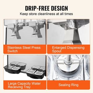 Dispenser per Bevande Commerciale in Acciaio Inox da 18L/19QT, Macchina per Succhi/Tè da 370W con 2 Serbatoi per Tè Freddo e Bevande - Product Image 5