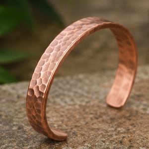 Pulsera Terapéutica de Cobre Puro Martillado a Mano, Brazalete Abierto Hecho a Mano, Joyería de Lujo de Cobre para Regalo - Product Image 5
