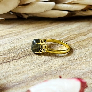 Hot Selling <b>Dainty</b> Solitaire Labradorite <b>Ring</b> Boho Brass <b>Rings</b> for Women 18k Gold Plated Minimal Crown <b>Ring</b> Wholesale/OEM/ODM - Product Image 6