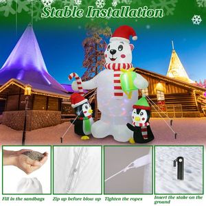 Decorazione Natalizia Gonfiabile da Esterno 5.9FT con LED, Orso Polare e Pinguino in PVC con Scatola Regalo, Esposizione Gonfiabile da Giardino - Product Image 3