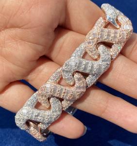 กำไลข้อมือเงินแท้ 925 ประดับเพชรโมอิสซาไนต์ทรงกลมและทรงบาแกตต์ ดีไซน์หรูหราแบบสองสี - Product Image 3