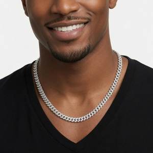 High Quality 7mm Cuban Link Iced Out <b>Chain</b> Necklace Silver Tone Bling Hip Hop CZ Necklace for Men <b>Rapper</b> Street Style Supplier - Product Image 2