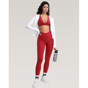 Ensemble de yoga pour femme : Soutien-gorge de sport doux et leggings taille haute, tons neutres désertiques, nuances terreuses, en nylon et élasthanne, pour le style de vie - Product Image 2