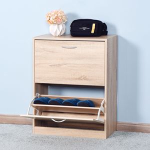 Armadio per scarpe in legno bianco per ingresso 20.94x9.45x43.11 pollici con 2 porte ribaltabili scarpiere - Product Image 6