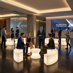 Ensemble moderne de bancs et tables LED modulaires incurvés et tournants pour discothèque, événement, salon, fête, bar avec service DDP - Product Image 4