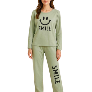 Ensemble de pyjama pour femmes avec logo personnalisé, manches longues, col rond, vêtements de nuit, fabricant OEM, grossiste, fournisseur en gros - Product Image 3