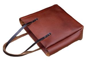 Bolso de mano de cuero genuino hecho a mano con cremallera grande para todas las estaciones bolso de compras de oficina para Otoño Invierno primavera - Product Image 1