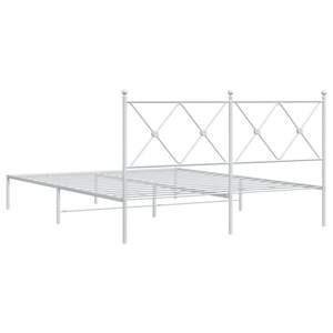 Cadre de lit king size moderne en acier blanc thermolaqué, lit en métal élégant - Product Image 6