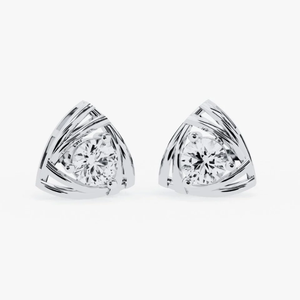 Pendientes Ajretail de Oro de 14K con Diamante Natural Trillium de 0.64ct, Corte Brillante Redondo, Estilo Étnico - Color HI Claridad VS-SI - Product Image 3