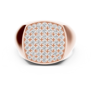 Bague signet pour homme en or rose sertie de diamants de laboratoire |   Bague carrée de luxe pour mariage et anniversaire - Product Image 1