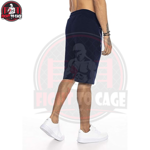 Fully Customized Made Dark Blue Color <b>Machine</b> Washable New Arrival Jogging Bottoms Comfortable Cotton Elastic Waist Men's Shorts - Product Image 4