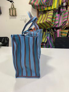 Nylon <b>Recycled</b> Woven Eco-friendly Reusable Handled Shoulder Supermarket Shopping <b>Bags</b> Striped Customized Color Size Extra Large - Product Image 1