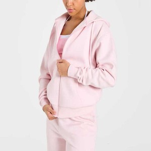 Última tendencia en sudaderas con capucha de alta calidad para mujer, con logotipo personalizado, color sólido, cordón ajustable y cremallera, a precio de fábrica. - Product Image 5